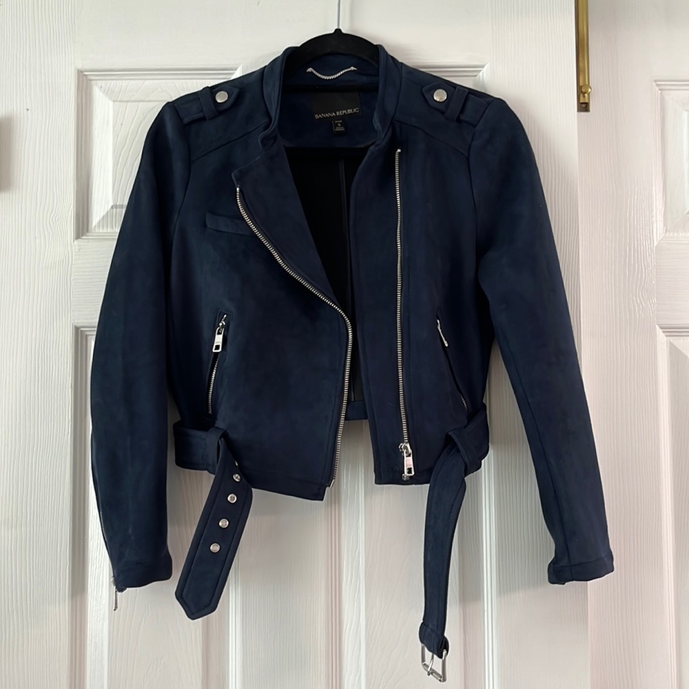 Banana Republic, suede Moto jacket, size small petite